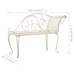 vidaXL Garden Chaise Lounge 128 cm Metal Antique White 6