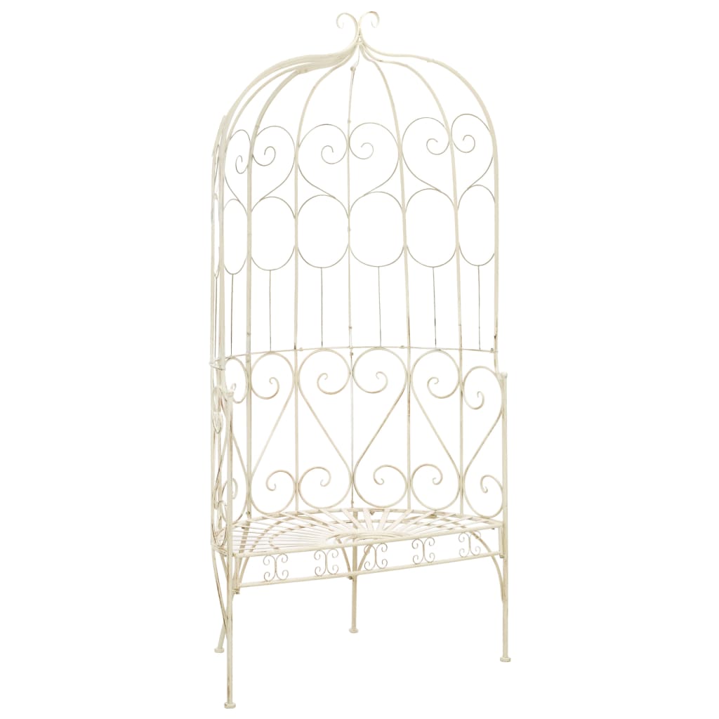 vidaXL Garden Bench 95 cm Iron Antique White 1