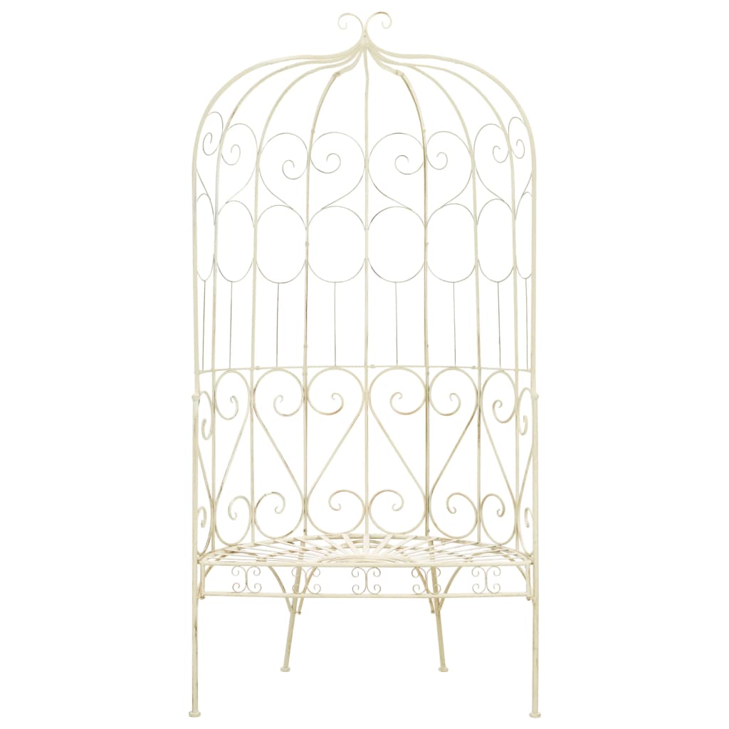vidaXL Garden Bench 95 cm Iron Antique White 2
