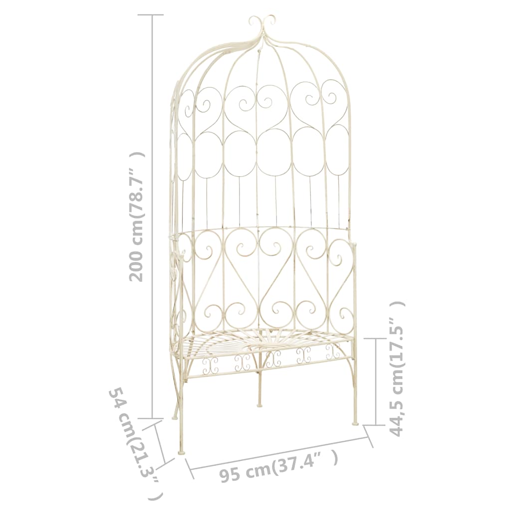vidaXL Garden Bench 95 cm Iron Antique White 6