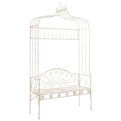 vidaXL Garden Bench 122 cm Iron Antique White 1