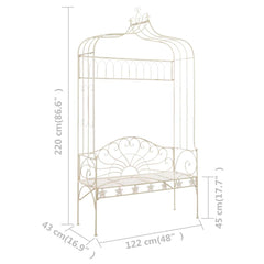 vidaXL Garden Bench 122 cm Iron Antique White 6
