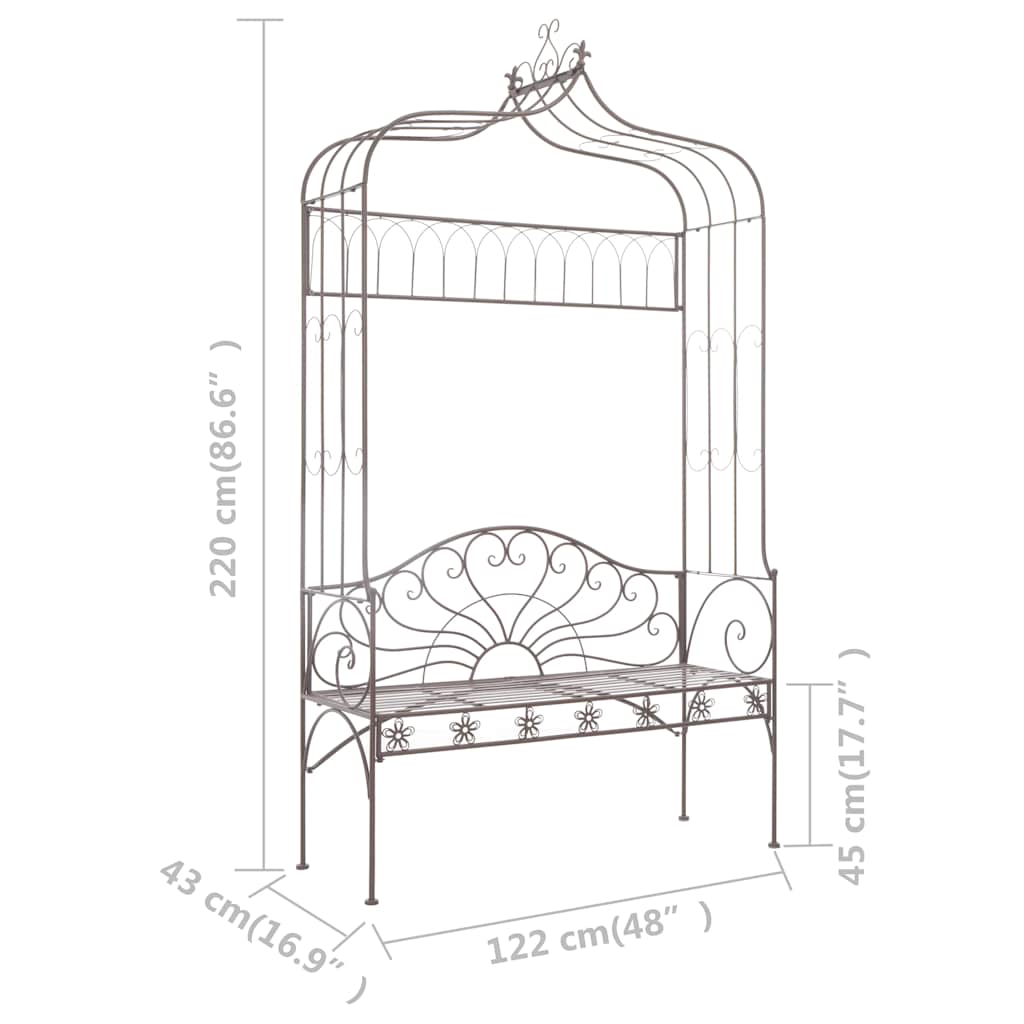vidaXL Garden Bench 122 cm Iron Antique Brown 6