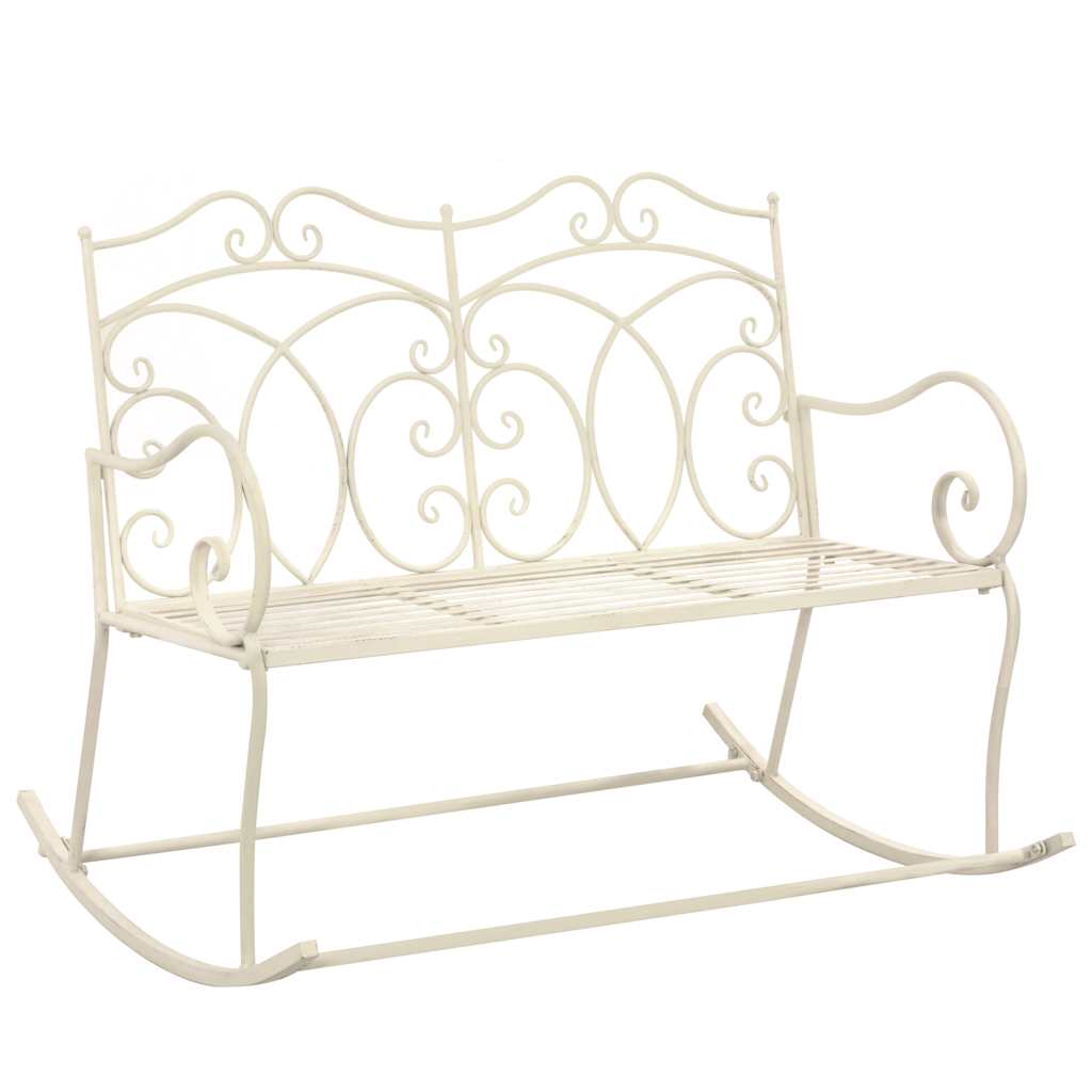 vidaXL Garden Bench 104 cm Iron Antique White 1