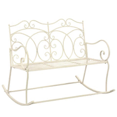 vidaXL Garden Bench 104 cm Iron Antique White 1