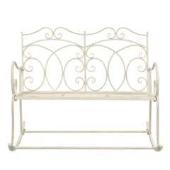vidaXL Garden Bench 104 cm Iron Antique White 2