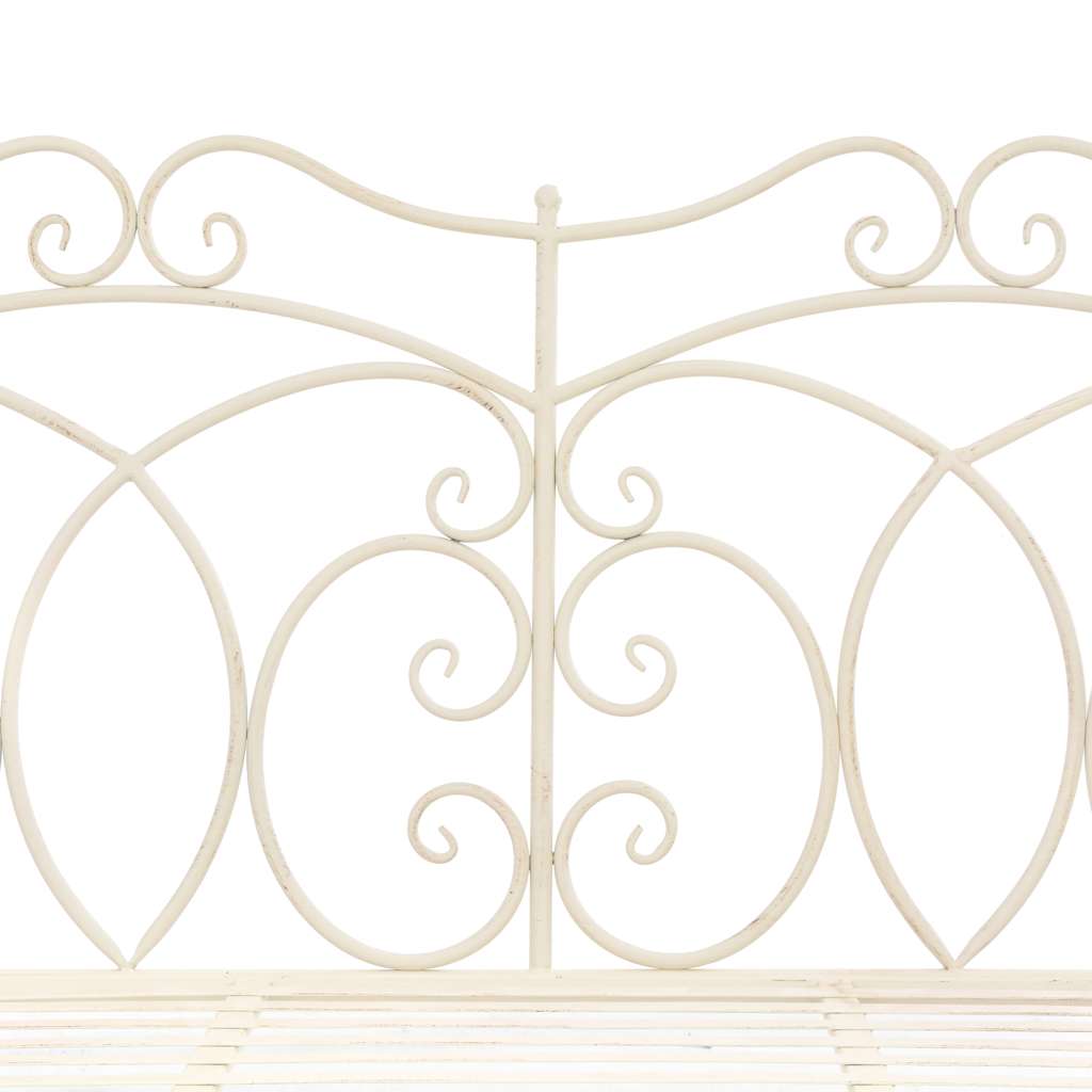 vidaXL Garden Bench 104 cm Iron Antique White 4