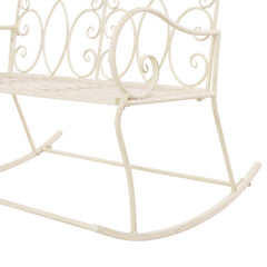 vidaXL Garden Bench 104 cm Iron Antique White 5