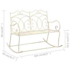 vidaXL Garden Bench 104 cm Iron Antique White 6