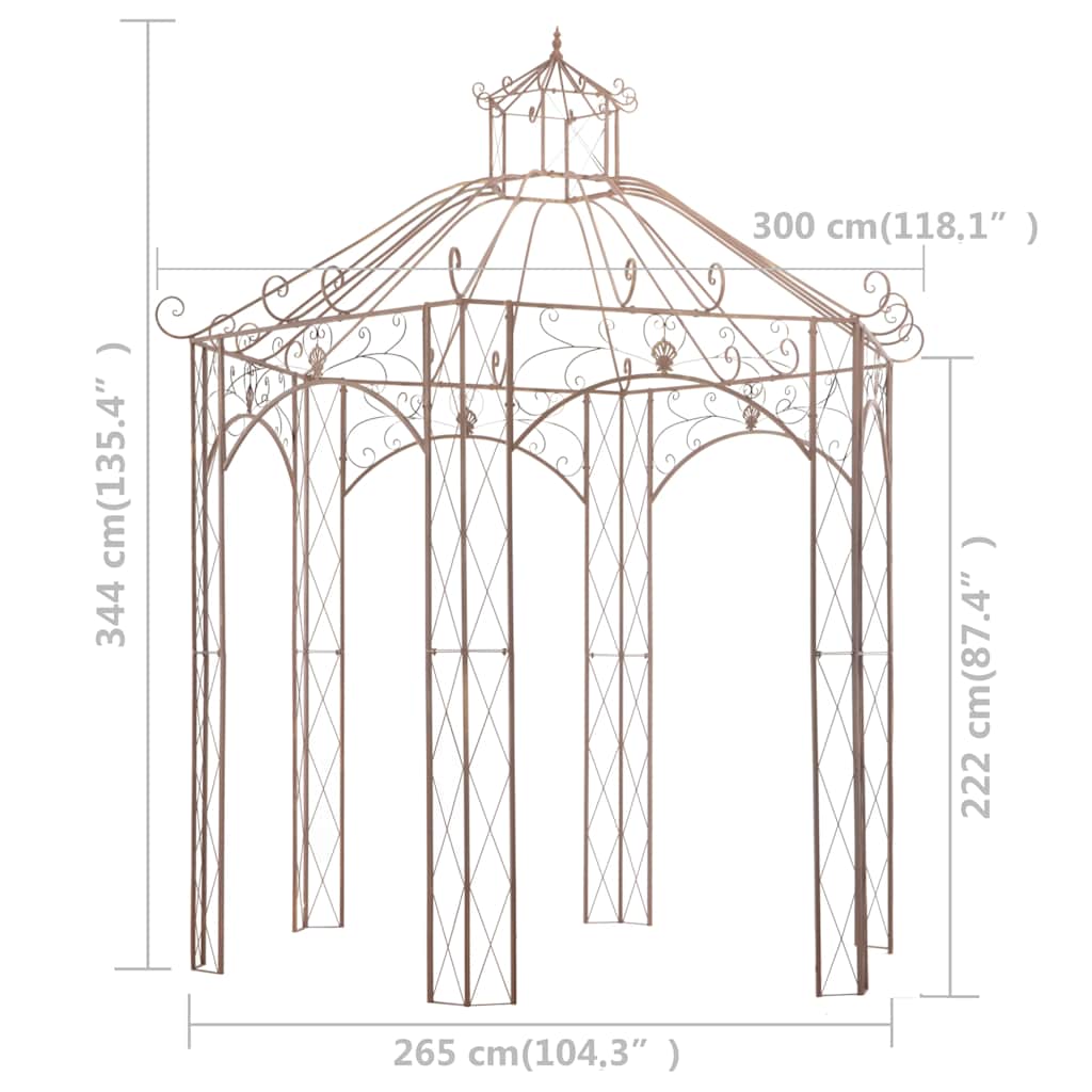 Garden Pavilion Antique Brown Iron 3 m