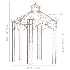 Garden Pavilion Antique Brown Iron 3 m