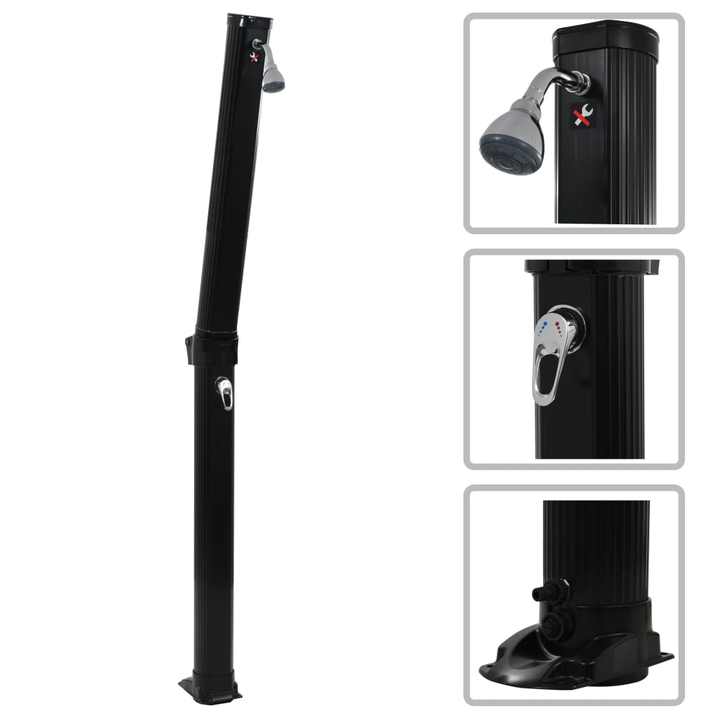 vidaXL Foldable Solar Shower Black 214 cm 23 L 1