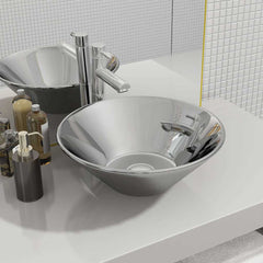 vidaXL Wash Basin 42x14 cm Ceramic Silver 1