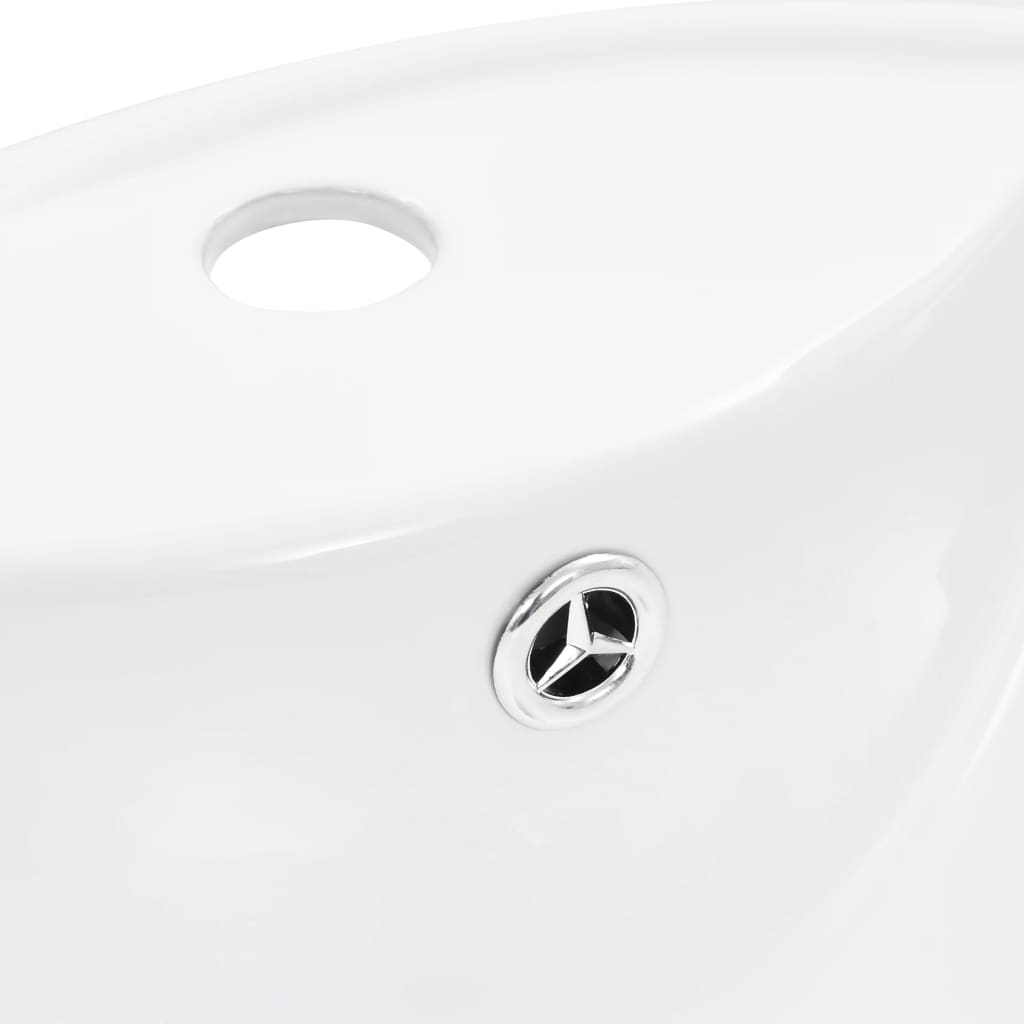 vidaXL Wash Basin with Overflow 46.5x18 cm Ceramic White 5