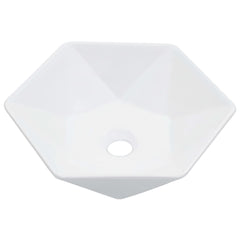 vidaXL Wash Basin 41x36.5x12 cm Ceramic White 2
