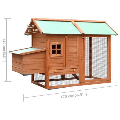 Chicken Cage Solid Pine & Fir Wood 170x81x110 cm