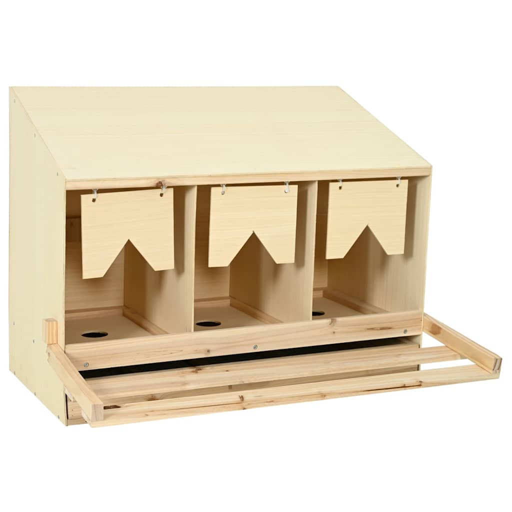 vidaXL Chicken Laying Nest 3 Compartments 93x40x65 cm Solid Pine Wood 2