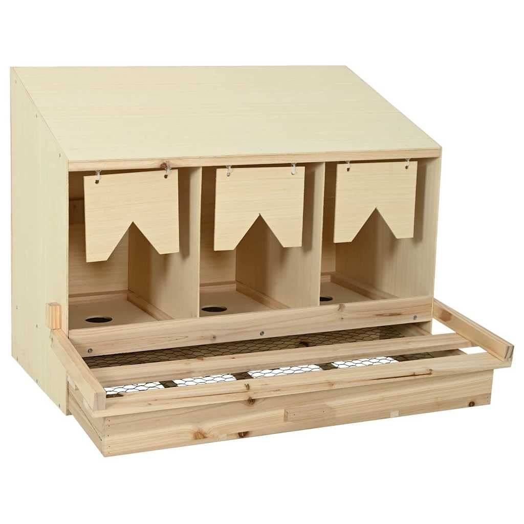 vidaXL Chicken Laying Nest 3 Compartments 93x40x65 cm Solid Pine Wood 3