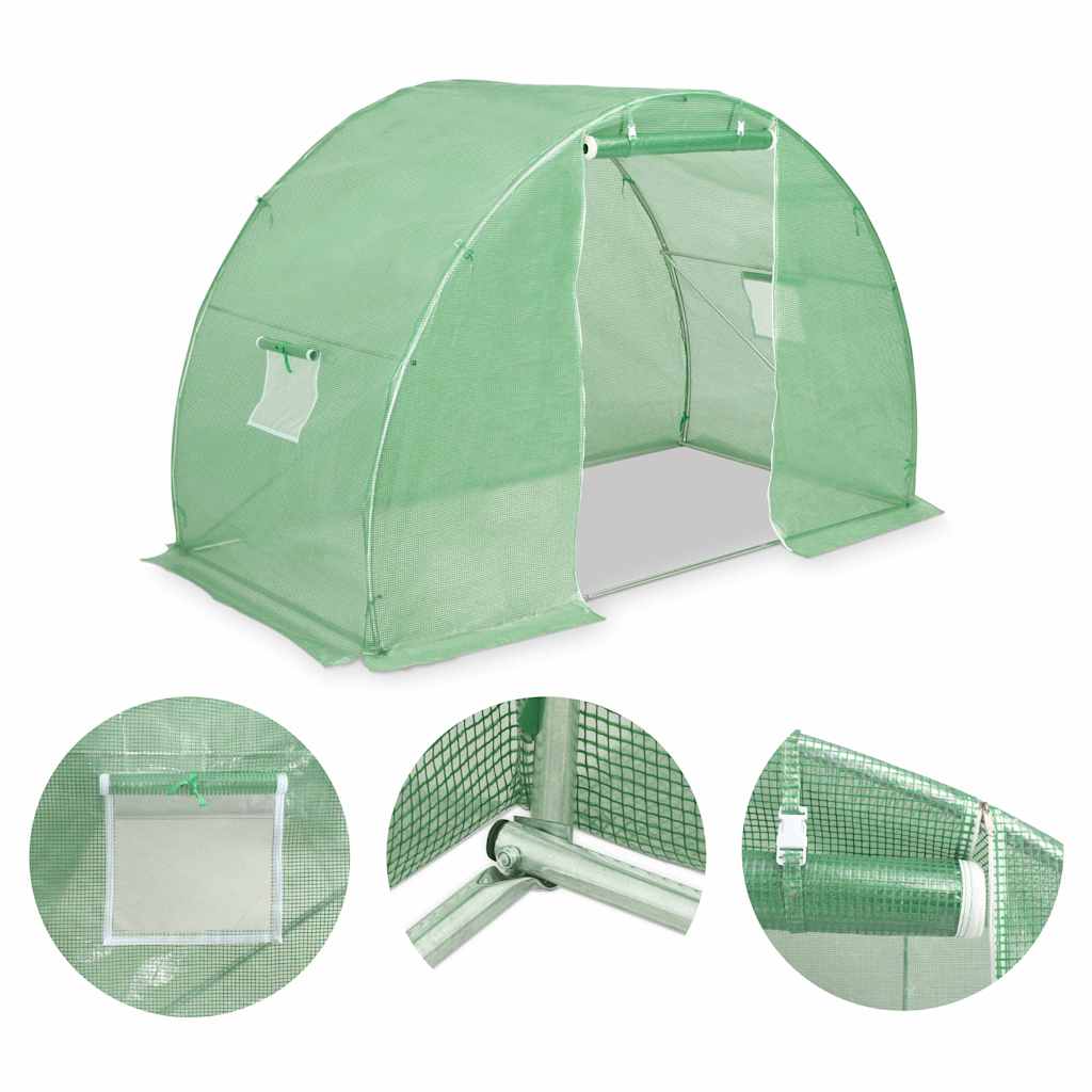 vidaXL Greenhouse | Green | PE mesh fabric, Galvanised Steel | 4.5 square metres 2