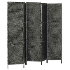 vidaXL 5-Panel Room Divider Black 193x160 cm Water Hyacinth 2