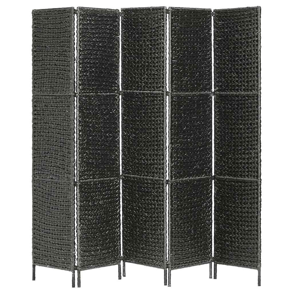 vidaXL 5-Panel Room Divider Black 193x160 cm Water Hyacinth 3