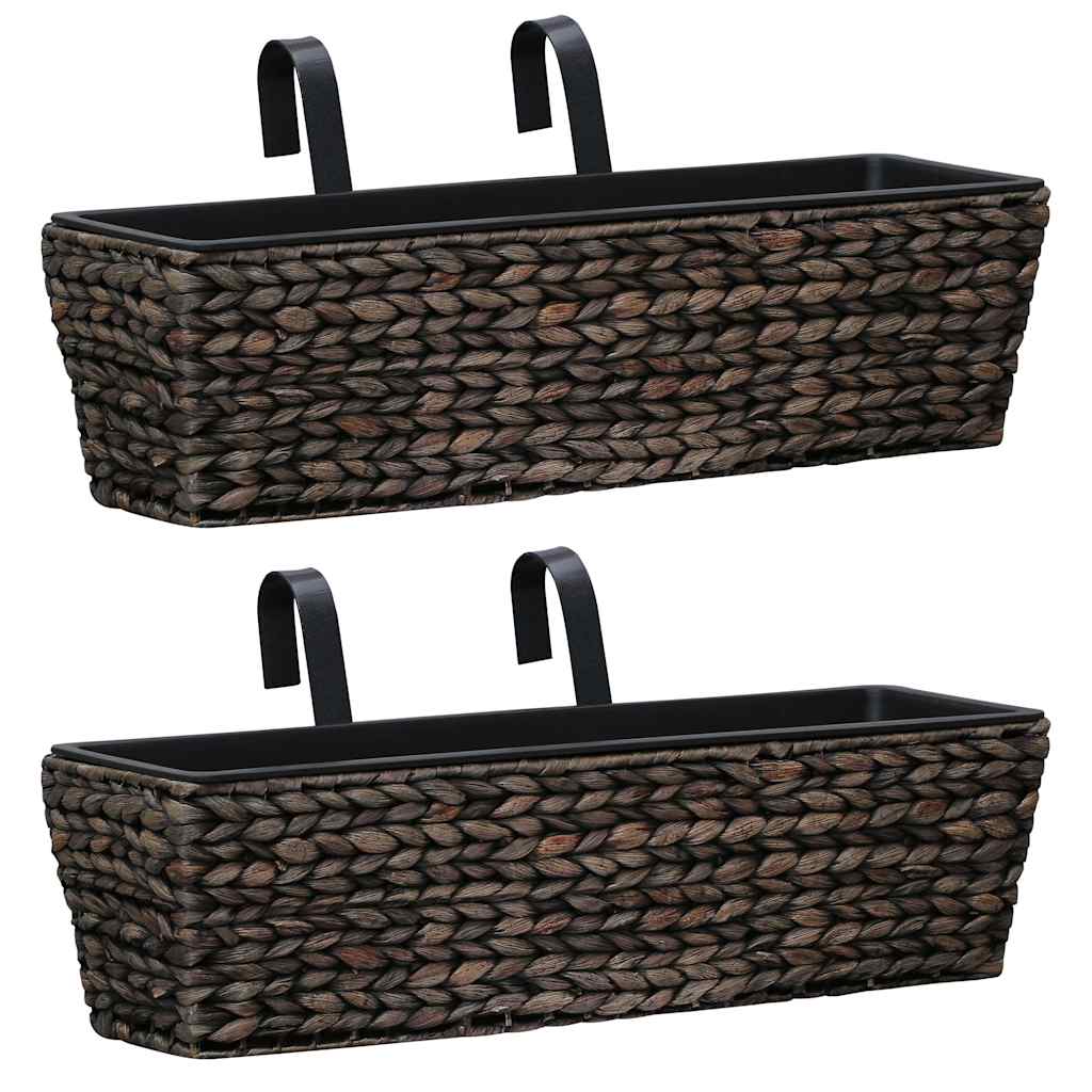 vidaXL Garden Planter | Set of 2 | Brown | Water hyacinth, steel 1