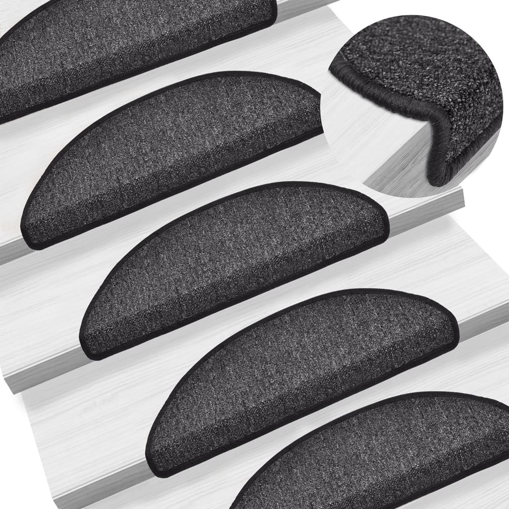Stair Mats Half Round 15 in Anthracite