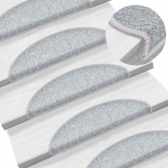 Stair Mats Half Round 15 in Light Grey