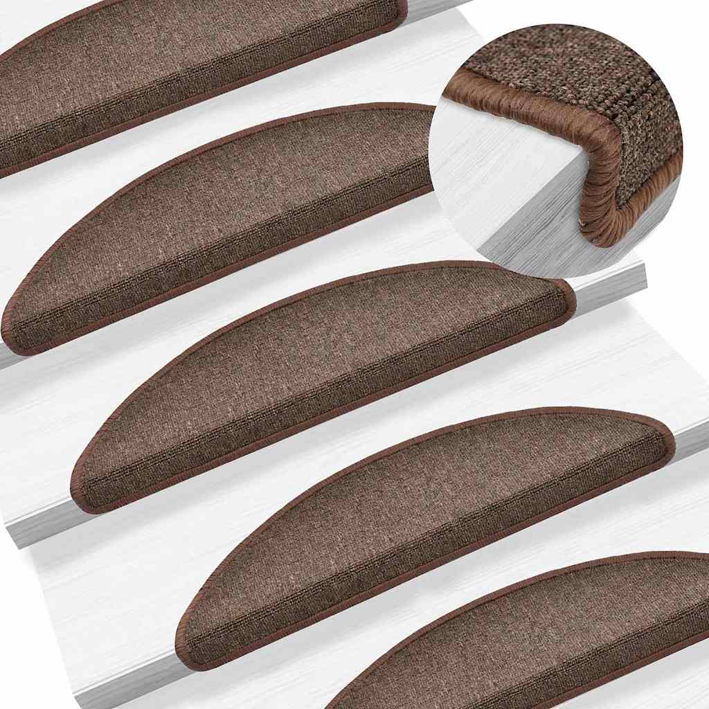 vidaXL Stair mats 15 pcs 56 x 17 x 3 cm Non-Slip Coffee Brown 1