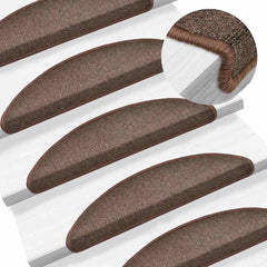 vidaXL Stair mats 15 pcs 56 x 17 x 3 cm Non-Slip Coffee Brown 1