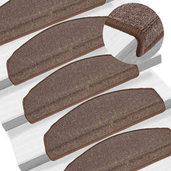 vidaXL Stair mats 15 pcs 65 x 24 x 4 cm Coffee Brown 1