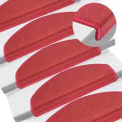 vidaXL Stair mats 15 pcs 65 x 24 x 4 cm Non-Slip Red 1
