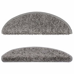 vidaXL Stair Mats 15 pcs 56x17x3 cm Grey Half Round 4