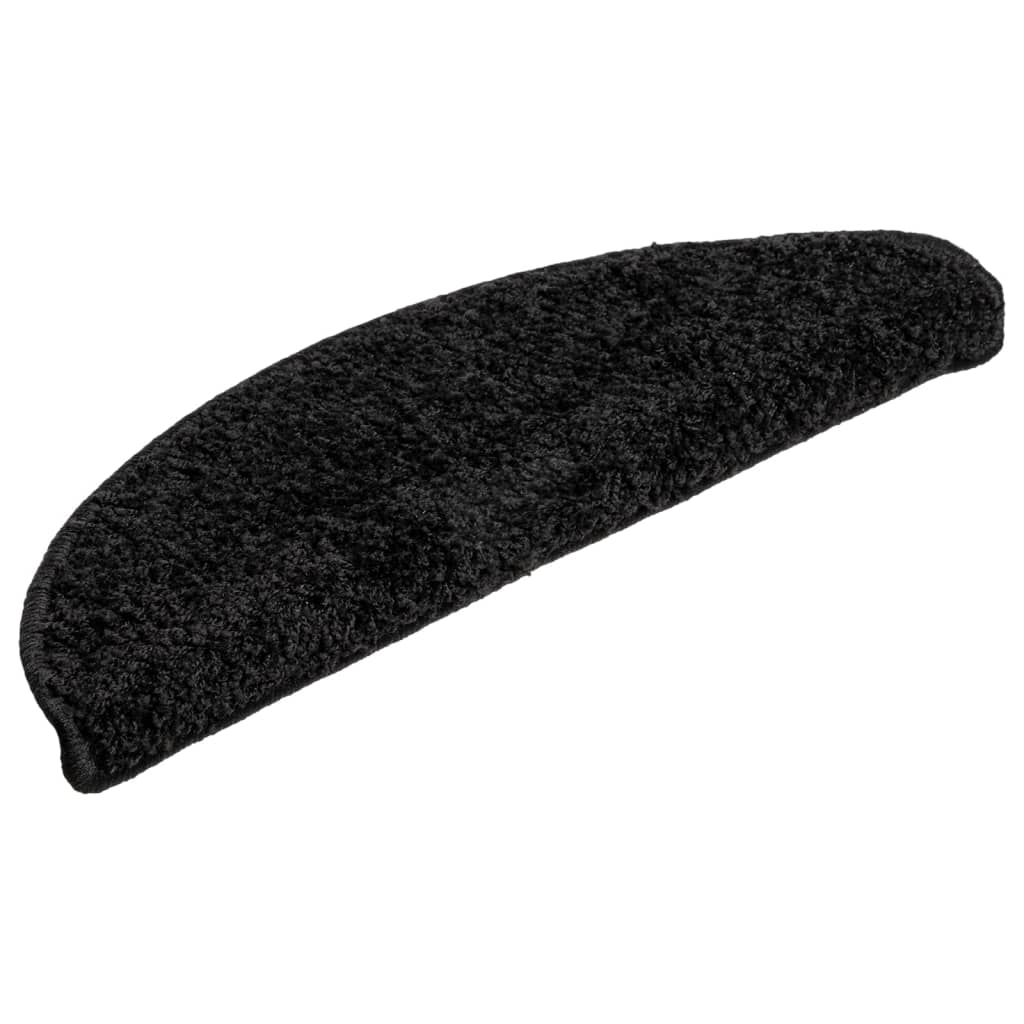 vidaXL Stair Mats 15 pcs 56x17x3 cm Black Half Round 3