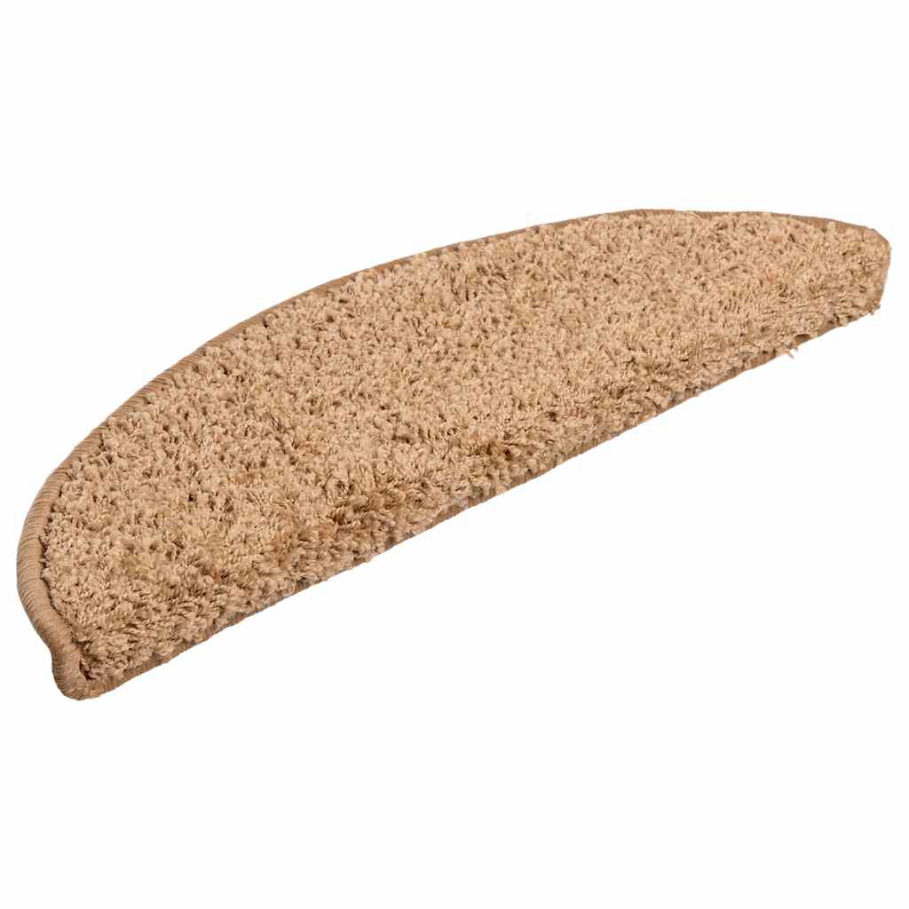 vidaXL Stair Mats 15 pcs 56x17x3 cm Beige Half Round 3
