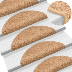 vidaXL Stair Mats 15 pcs 56x17x3 cm Beige Half Round 1