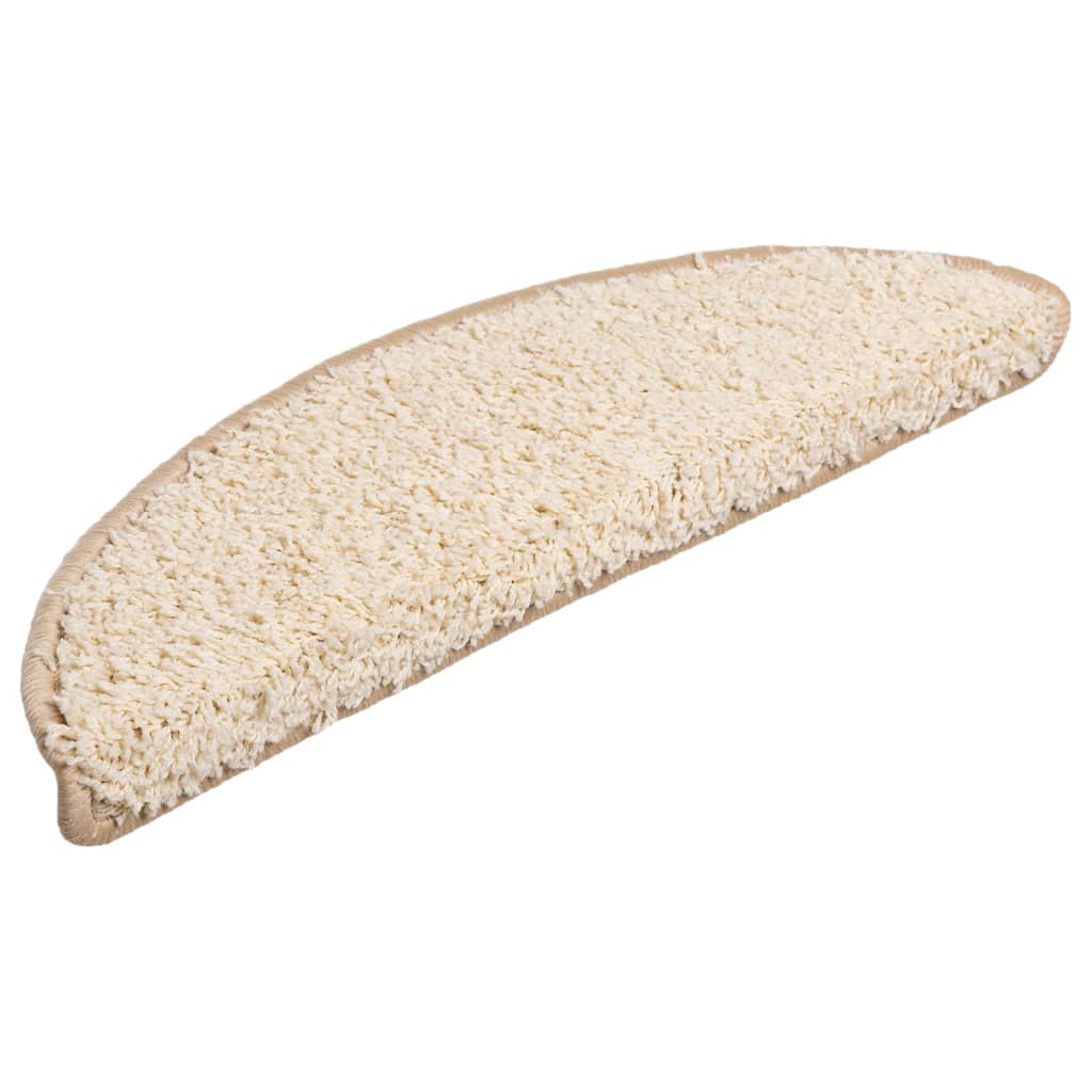 vidaXL Stair Mats 15 pcs 56x17x3 cm Cream Half Round 3