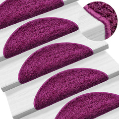 vidaXL Stair Mats 15 pcs 56x17x3 cm Violet Half Round 1