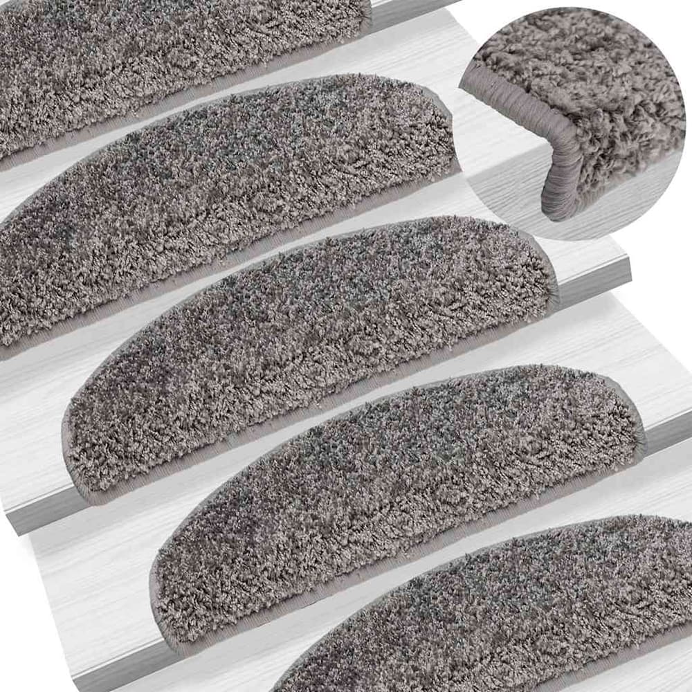 Stair Mats Half Round Large 15 pcs in Grey