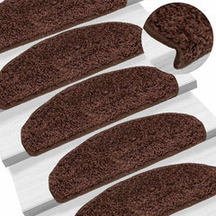 Stair Mats Half Round Large 15 pcs in Brown