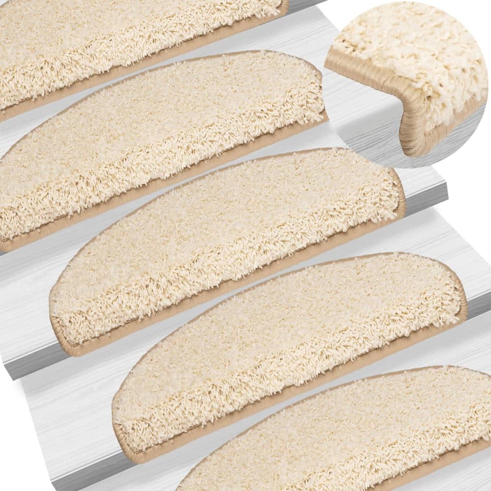 Stair Mats Half Round Large 15 pcs in Cream