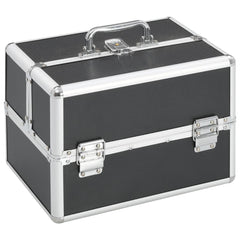 vidaXL Make-up Case 22x30x21 cm Black Aluminium 1