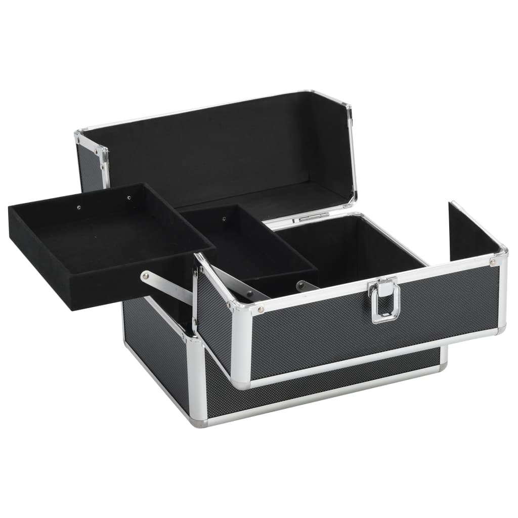 vidaXL Make-up Case 22x30x21 cm Black Aluminium 2