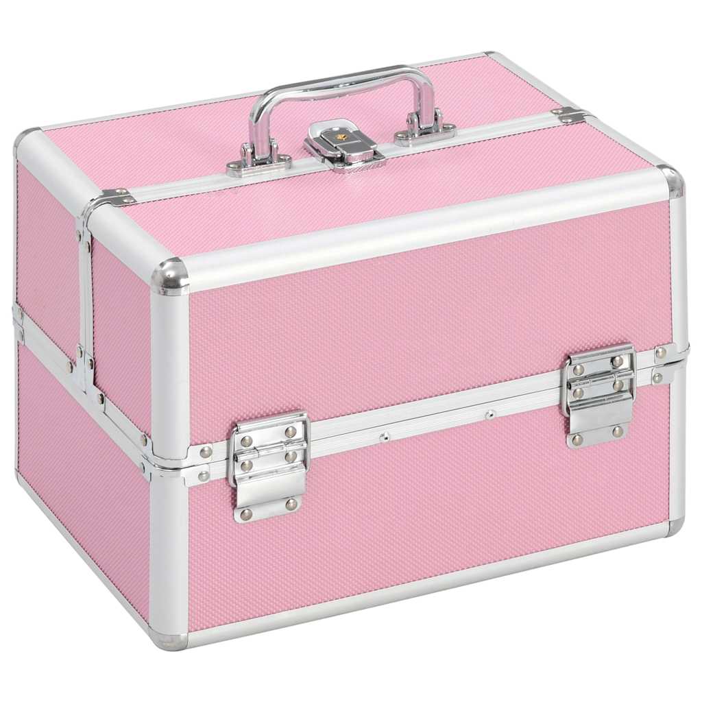 vidaXL Make-up Case 22x30x21 cm Pink Aluminium 1