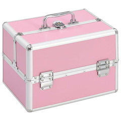 vidaXL Make-up Case 22x30x21 cm Pink Aluminium 1