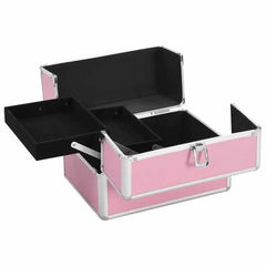 vidaXL Make-up Case 22x30x21 cm Pink Aluminium 2