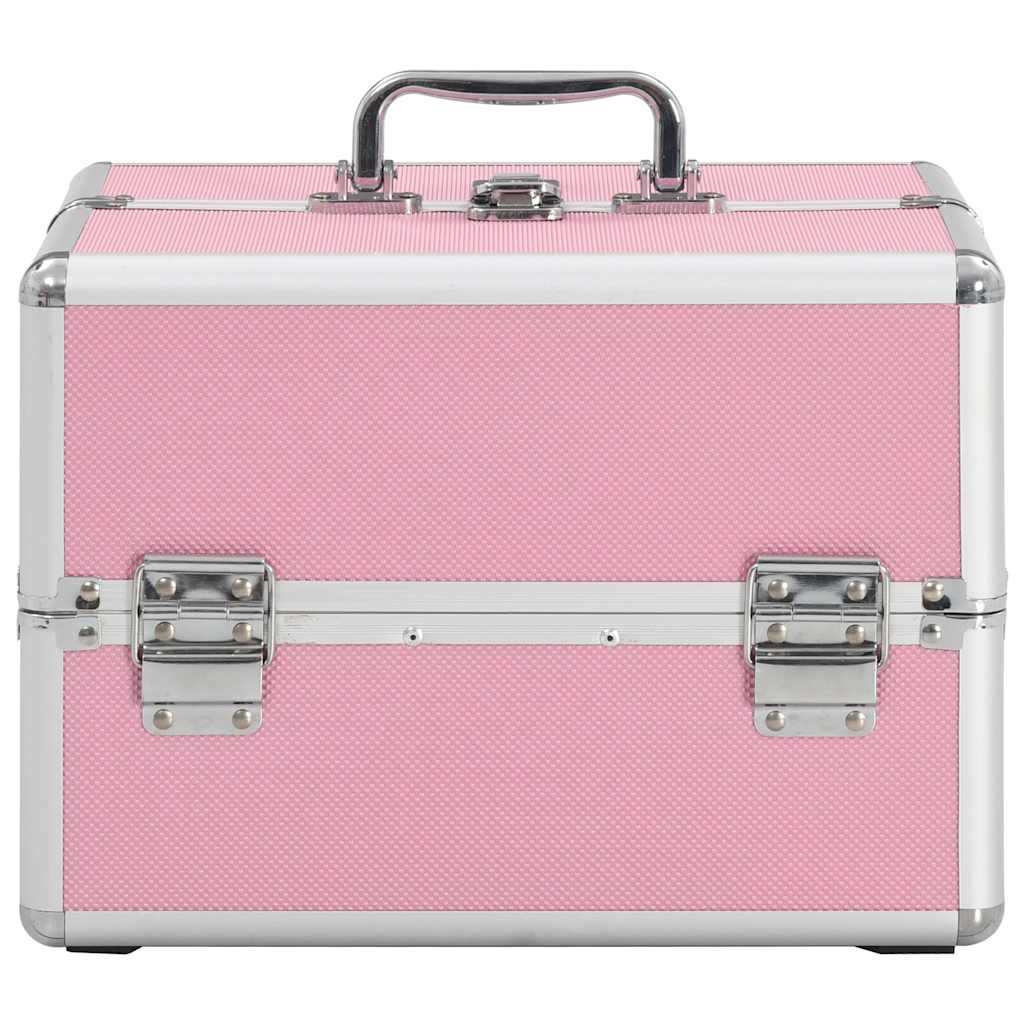 vidaXL Make-up Case 22x30x21 cm Pink Aluminium 3
