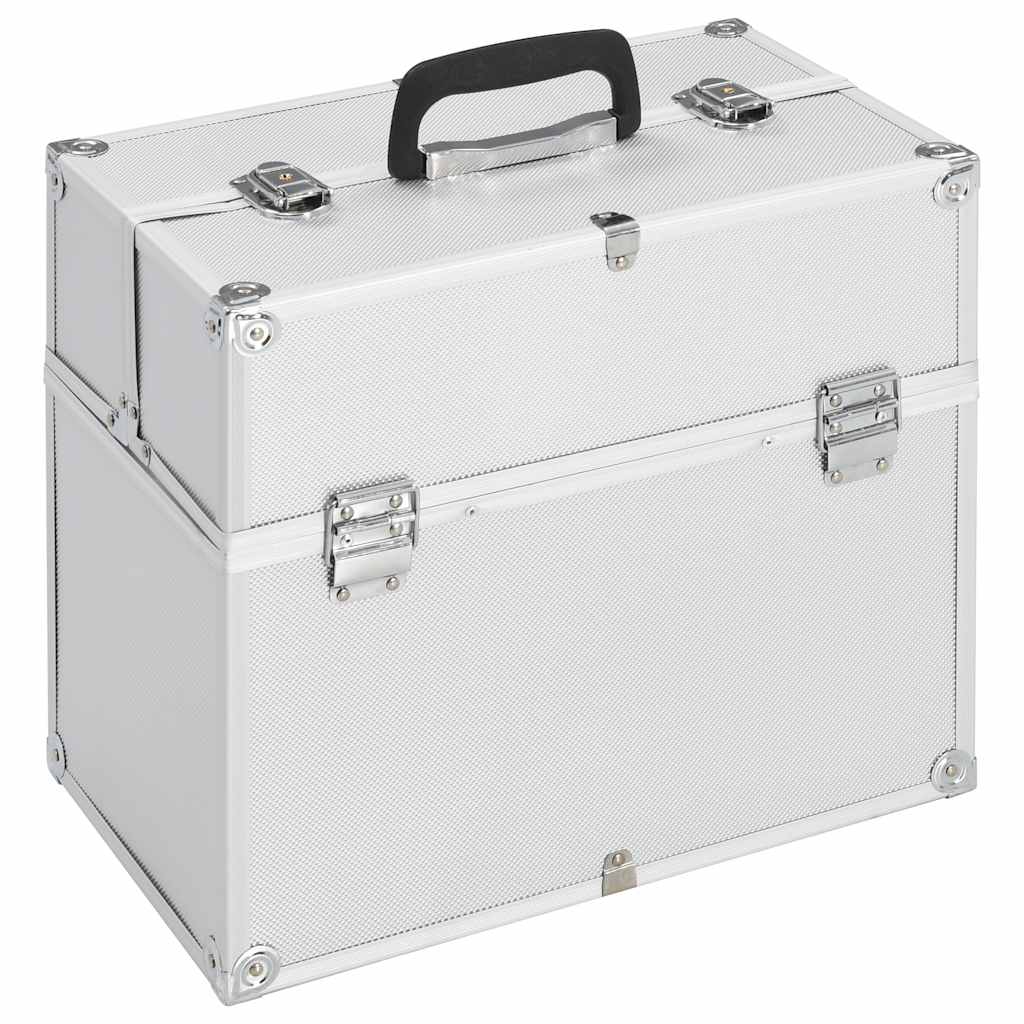 vidaXL Make-up Case 38x23x34 cm Silver Aluminium 1