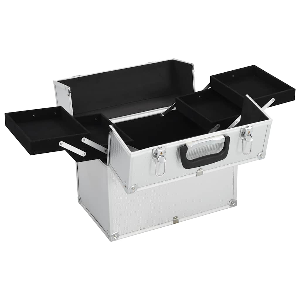 vidaXL Make-up Case 38x23x34 cm Silver Aluminium 2