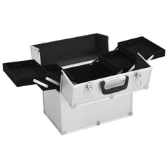 vidaXL Make-up Case 38x23x34 cm Silver Aluminium 2
